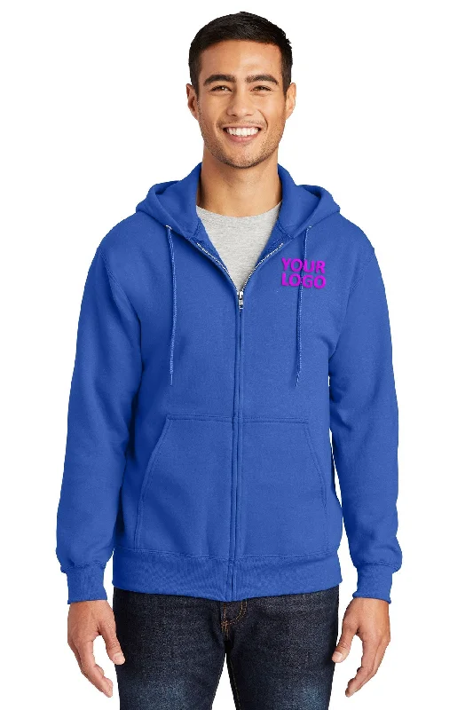 Port & Company Essential Fleece Branded Zip Hoodies, Royal Confident Men's High