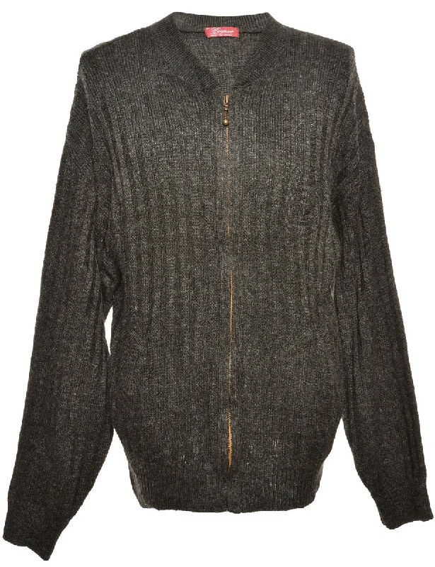 Zip Front Black Cardigan - M Business