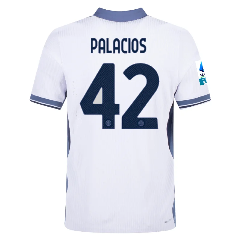 Nike Inter Milan Authentic Tomás Palacios Away Jersey w/ Serie A + Scudetto Patch 24/25 (White/Silver) Practical Men's Quick