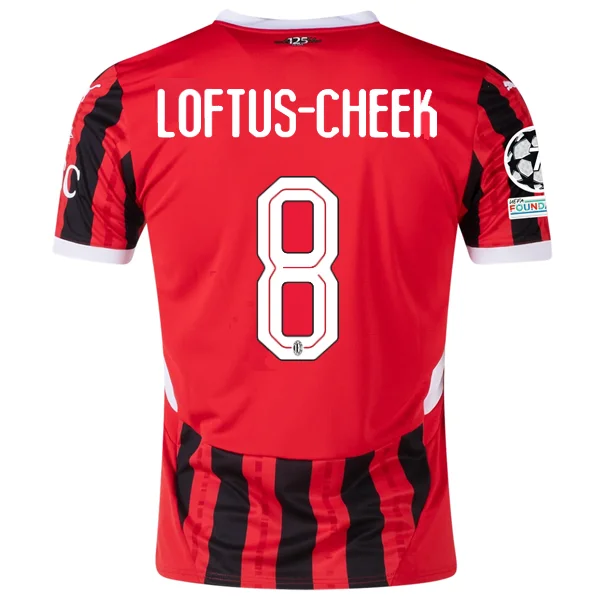 Puma AC Milan Ruben Loftus-Cheek Home Jersey w/ Champions League Patches 24/25 (Puma Red/Puma Black) Youthful Men's Pop