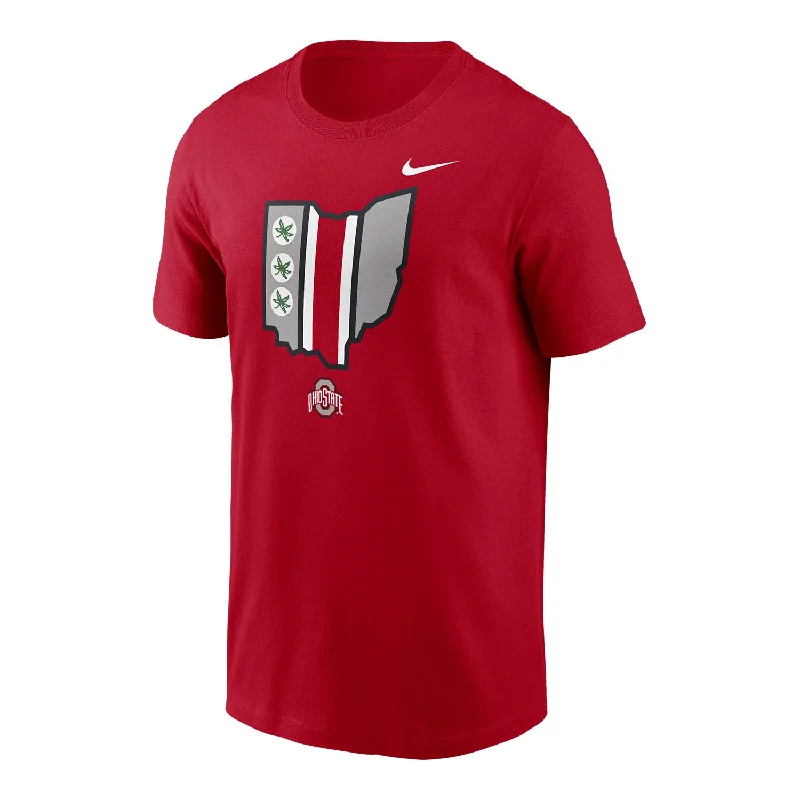 Ohio State Buckeyes Nike State Outline Scarlet Short Sleeve T-Shirt Earthy Men's Sustainable 