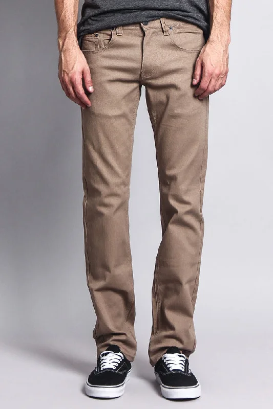 Men's Slim Fit Colored Jeans (Taupe) Business