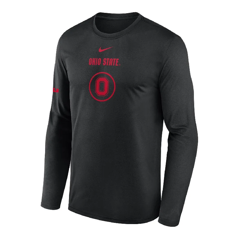 Ohio State Buckeyes Nike Practice Block O Long Sleeve Black T-Shirt Casual Men's Japanese 