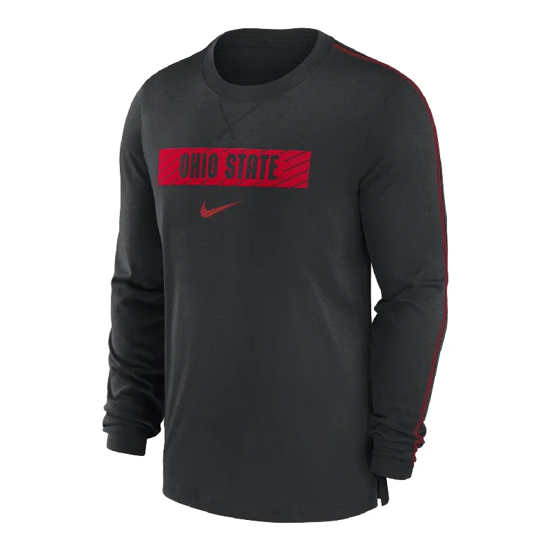 Ohio State Buckeyes Nike Dri-FIT Sideline Player Black Long Sleeve T-Shirt Trendy Men's Oversized