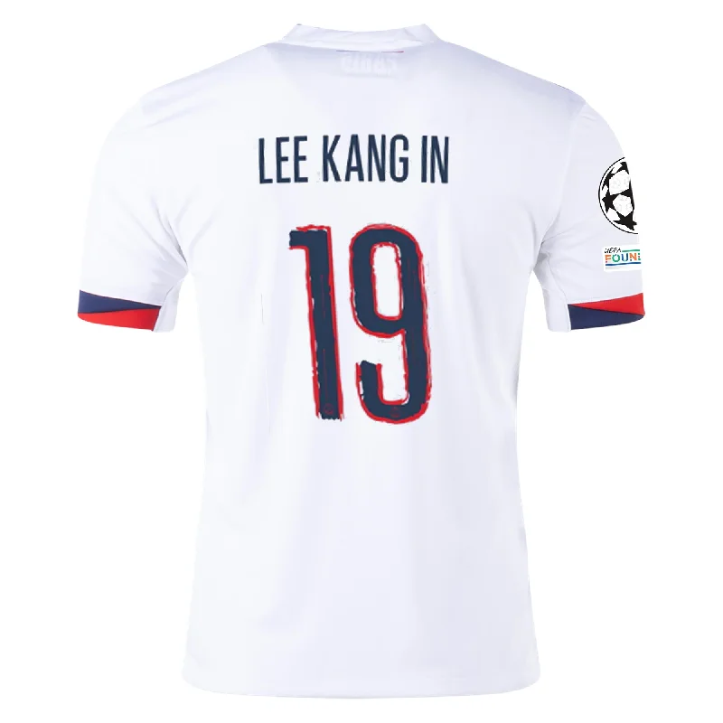 Nike Paris Saint-Germain Lee Kang-in Away Jersey w/ Champions League Patches 24/25 (White/Midnight Navy) Traditional Men's Wool