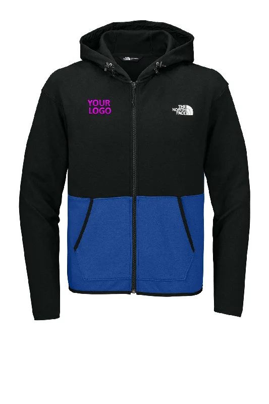 North Face Double-Knit Zip Custom Hoodies, Blue/ Black Organic