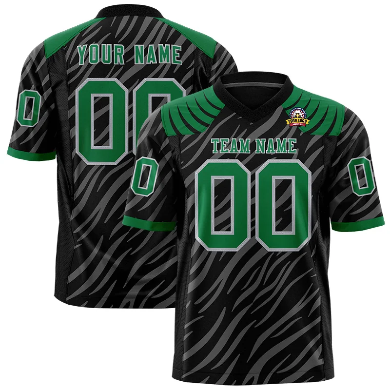 Custom Black Gray Personalized Tiger Stripe Graffiti Pattern Authentic Football Jersey Masculine Men's Thick