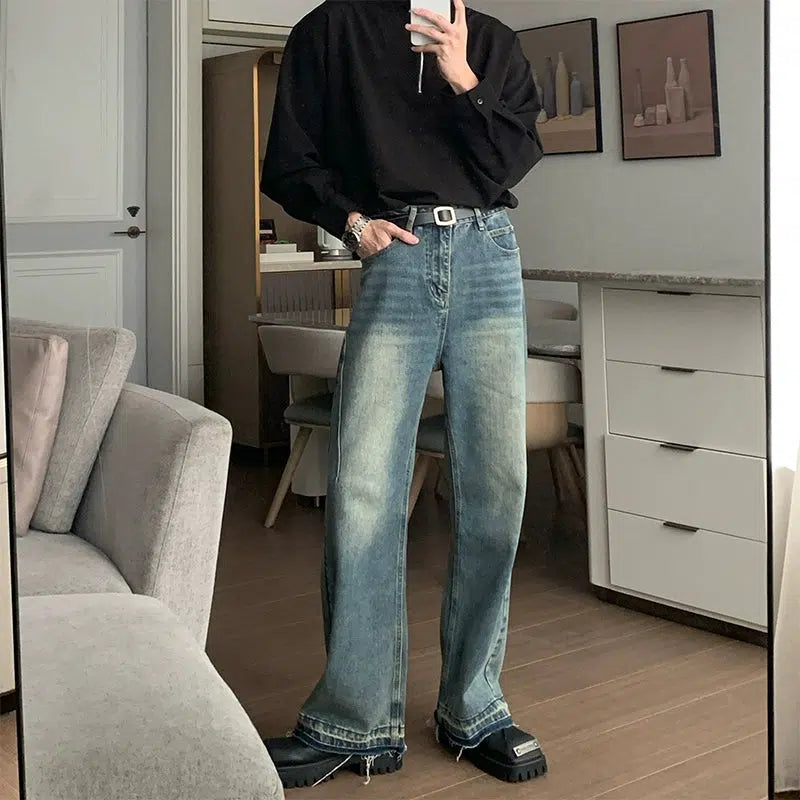 Casual Straight Wide-leg Jeans Youthful Men's Pop