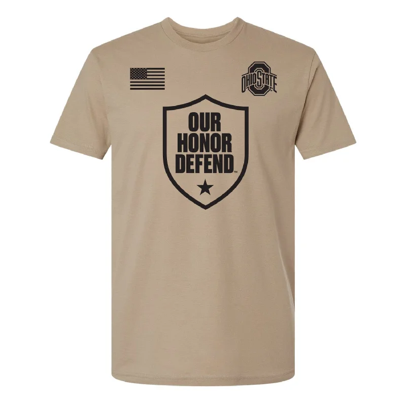 Ohio State Buckeyes 'Our Honor Defend' Tan T-Shirt Cclassic Men's Tweed