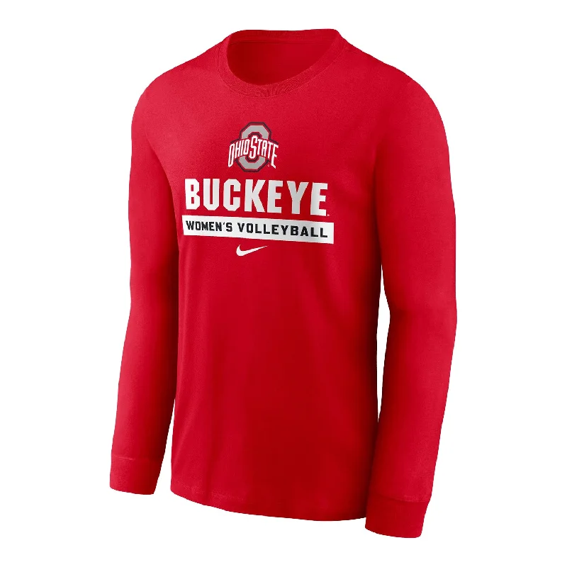 Ohio State Buckeyes Nike Volleyball Scarlet Long Sleeve T-Shirt Trendy Men's Bucket