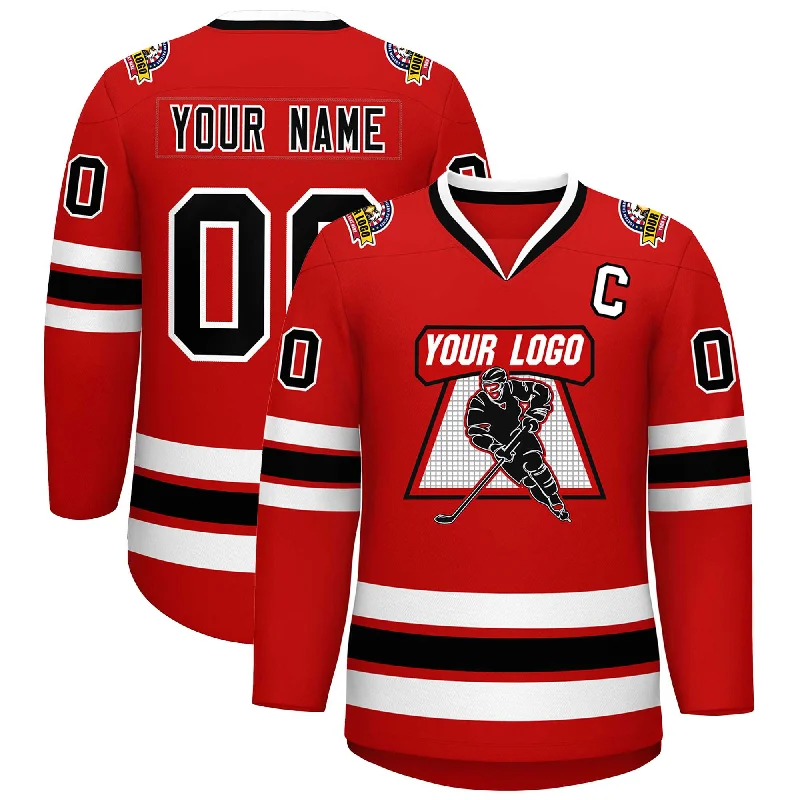 Custom Red Black-White Classic Style Hockey Jersey Modern Men's Tech