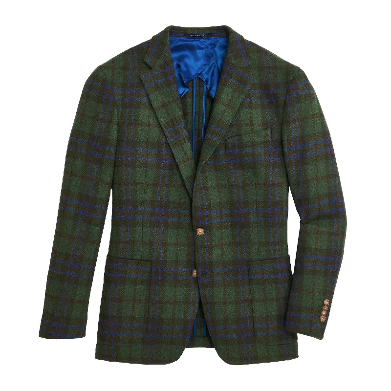 Fox Brothers Forest/Marina Plaid Sport Coat - Dark Forest Confident Men's High