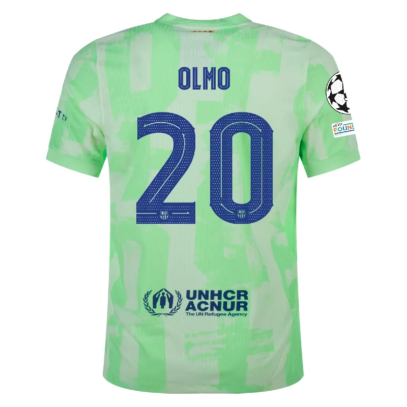 Nike Barcelona Authentic Dani Olmo Third Jersey w/ Champions League Patches 24/25 (Barely Volt/Old Royal) Dynamic Men's High