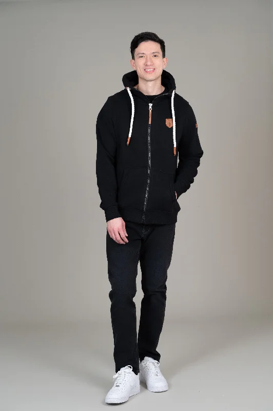 Zeus Black Full-Zip Hoodie Traditional Men's Wool