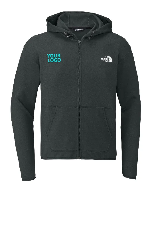 North Face Double-Knit Zip Custom Hoodies, Asphalt Grey Cclassic Men's Tweed