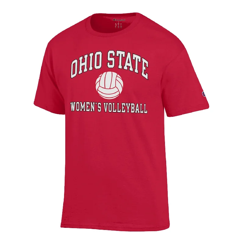 Ohio State Buckeyes Champion Women's Volleyball Scarlet T-Shirt Practical Men's Multi