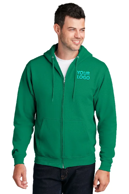 Port & Company Core Fleece Branded Zip Hoodies, Kelly Elegant Men's Cashmere