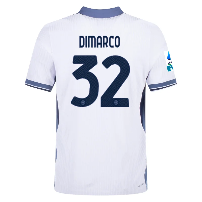 Nike Inter Milan Authentic Federico Dimarco Away Jersey w/ Serie A + Scudetto Patch 24/25 (White/Silver) Sophisticated Men's French