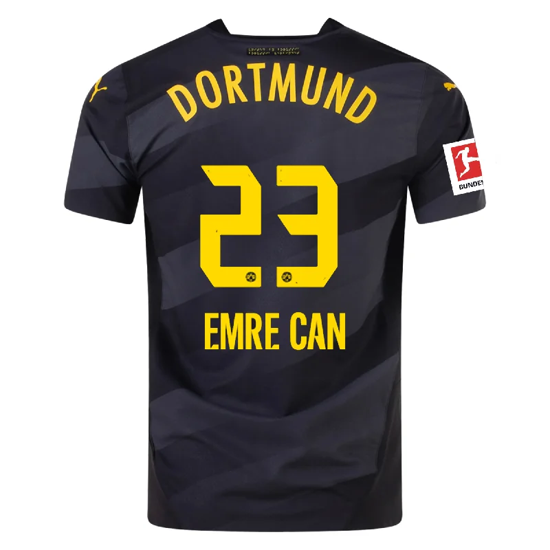 Puma Borussia Dortmund Authentic Emre Can Away Jersey w/ Bundesliga Patch 24/25 (Puma Black/Faster Yellow) Dapper Men's Bow