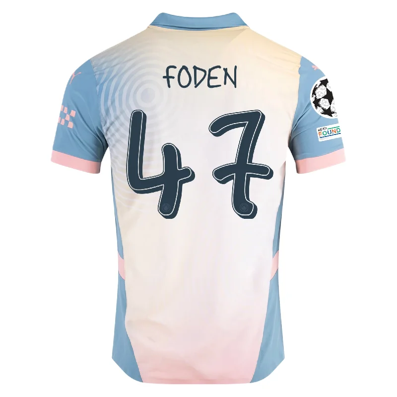 Puma Manchester City Phil Foden Authentic Fourth Jersey w/ Champions League + Club World Cup Patch 24/25 (Rosebay/Bold Blue) Tough Men's Tactical