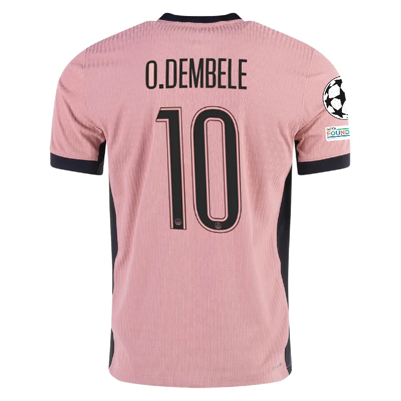 Nike Paris Saint-Germain Authentic Ousmane Dembélé Third Jersey w/ Champions League Patches 24/25 (Rust Pink/Black) Edgy Men's Punk