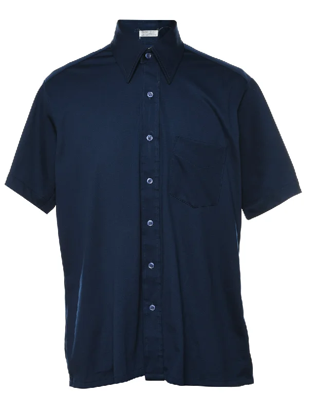 1970s Navy Short-Sleeve Shirt - M Refined Men's Classic 