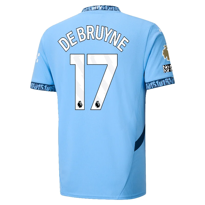 Puma Manchester City Kevin De Bruyne Home Jersey w/ EPL + No Room For Racism + Club World Cup Patches 24/25 (Team Light Blue/Marine Blue) Cool Men's Skate