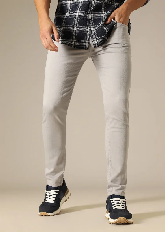 Light Grey Ankle Slim Fit Denim Laid