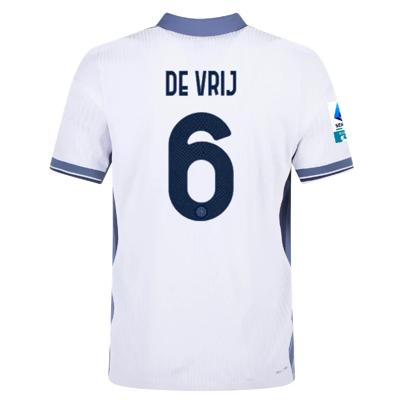 Nike Inter Milan Authentic Stefan de Vrij Away Jersey w/ Serie A + Scudetto Patch 24/25 (White/Silver) Cozy Men's Sherpa