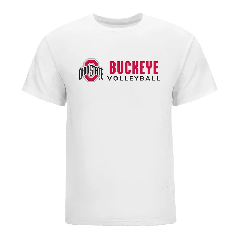 Ohio State Buckeyes Women's Volleyball White T-Shirt Monochromatic Office Style