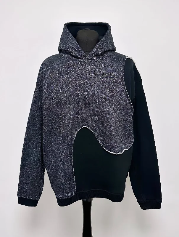 Swirl Heavyweight Hoodie - Black / Silver Sparkle. Tailored