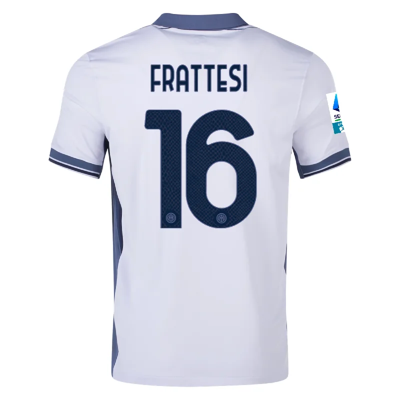 Nike Inter Milan Davide Frattesi Away Jersey w/ Serie A + Scudetto Patch 24/25 (Summit White/Iris Whisper) Beach