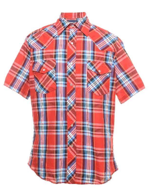 Wrangler Checked Western Shirt - M Cool Men's Distressed