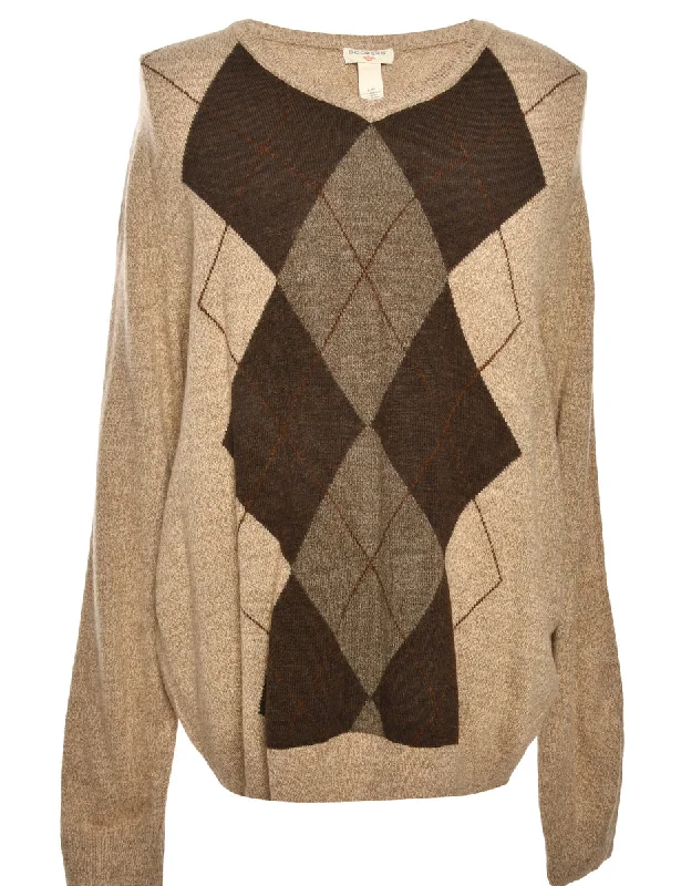 Brown Dockers Argyle Jumper - L Dapper Men's Bow