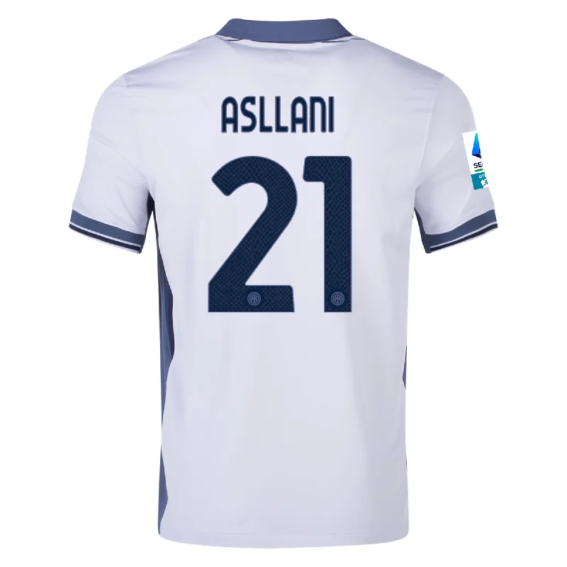 Nike Inter Milan Kristjan Asllani Away Jersey w/ Serie A + Scudetto Patch 24/25 (Summit White/Iris Whisper) Refined Men's Hand