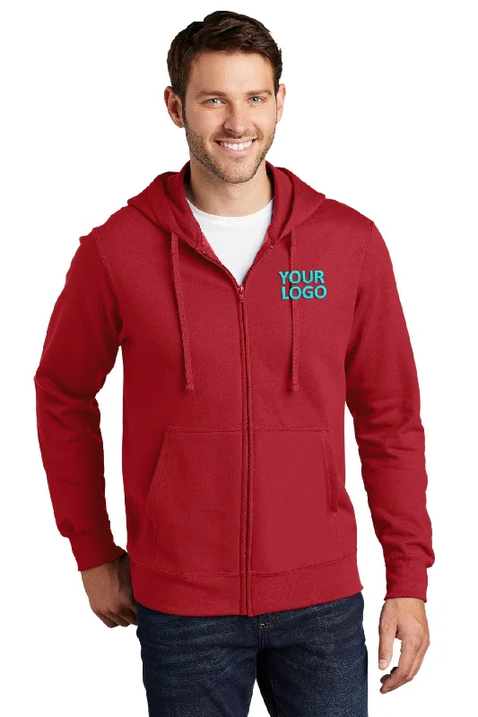 Port & Company Fan Favorite Fleece Branded Zip Hoodies, Team Cardinal Confident Men's Power