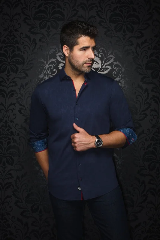 Au Noir Stretch Shirt | Dunn Navy Elegant Men's Cashmere