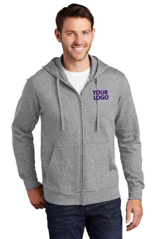 Port & Company Fan Favorite Fleece Custom Zip Hoodies, Athletic Heather Sophisticated Men's 