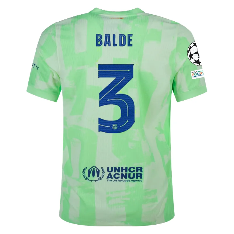 Nike Barcelona Authentic Alejandro Balde Third Jersey w/ Champions League Patches 24/25 (Barely Volt/Old Royal) Dynamic Men's Glow