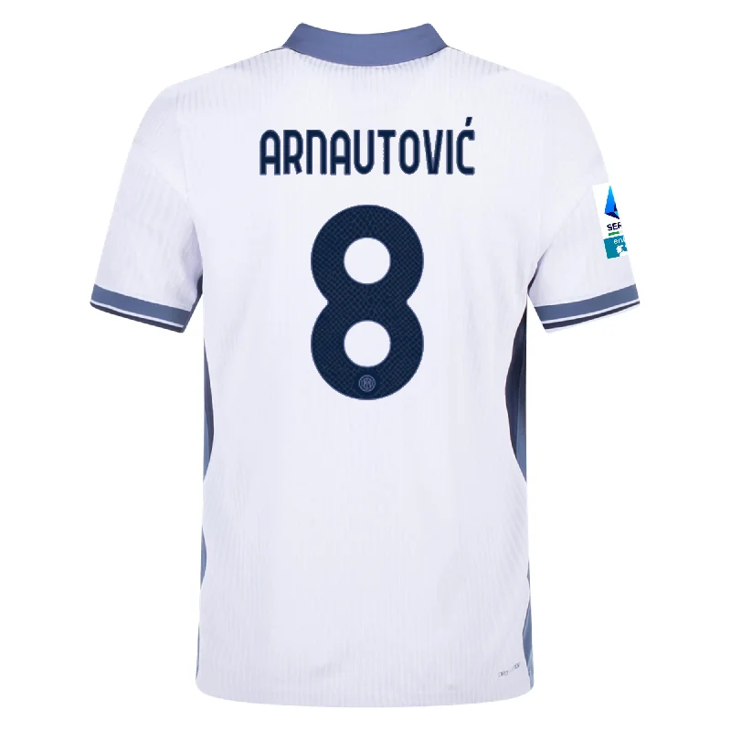 Nike Inter Milan Authentic Marko Arnautović Away Jersey w/ Serie A + Scudetto Patch 24/25 (White/Silver) Refined Men's Classic 