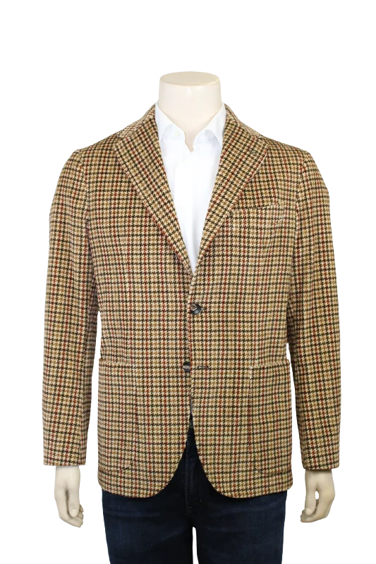 Tan Corduroy Plaid Sport Coat Elegant Men's Cashmere