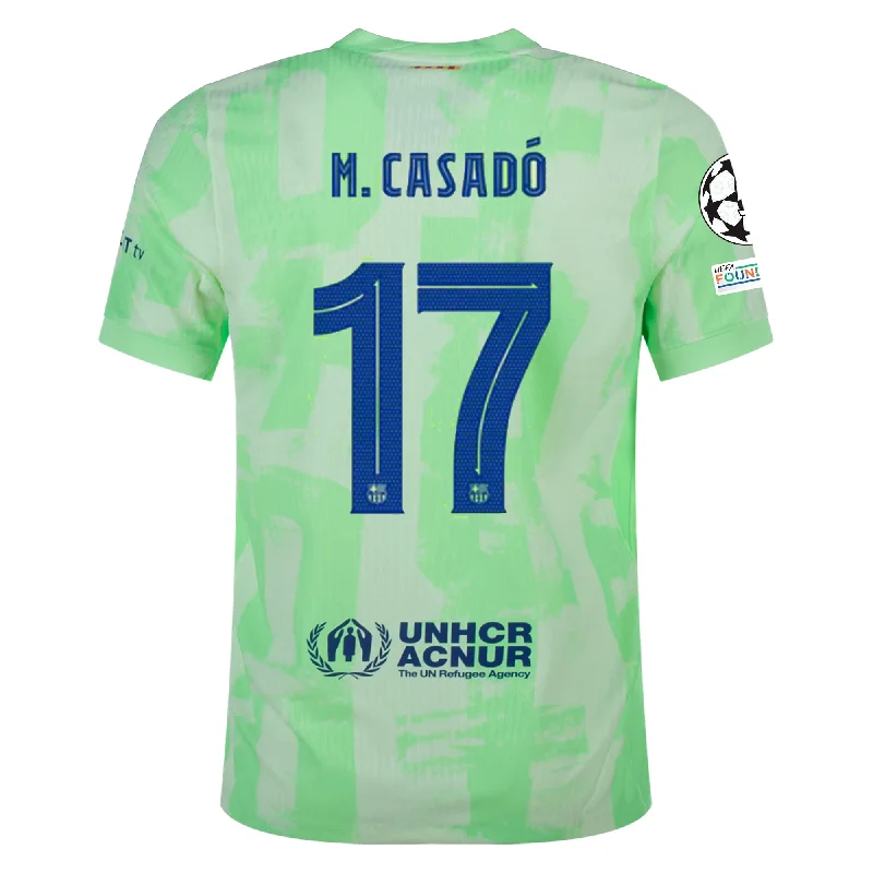 Nike Barcelona Authentic Marc Casadó Third Jersey w/ Champions League Patches 24/25 (Barely Volt/Old Royal) Laid