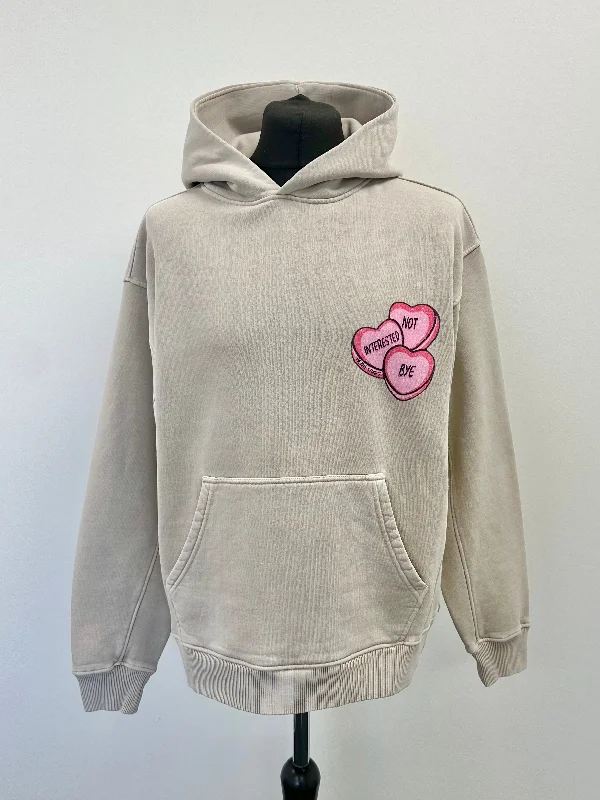 Washed Taupe Heavyweight Hearts Hoodie. British Gentleman Style