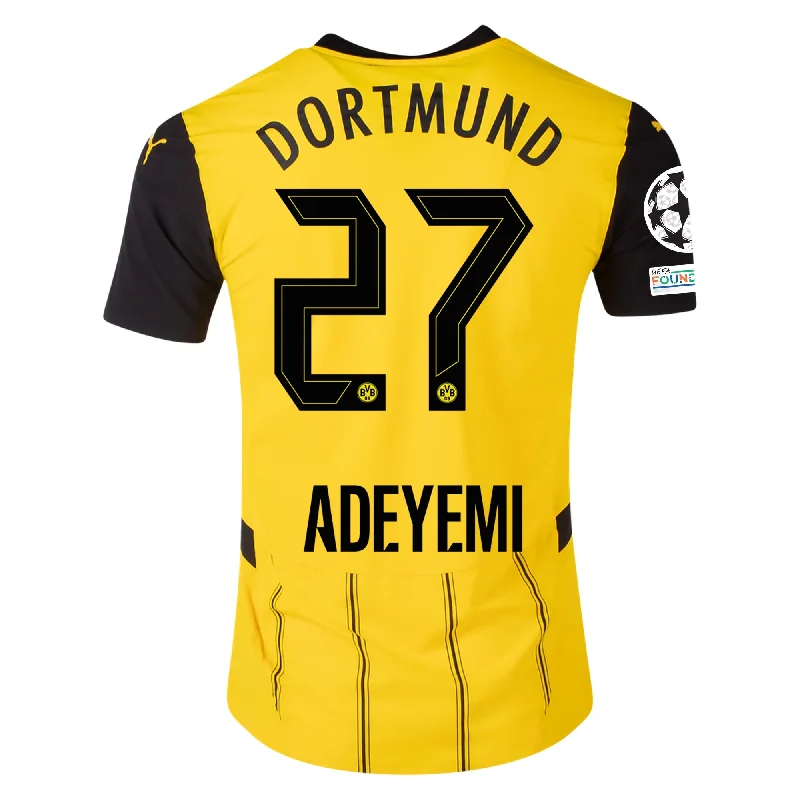 Puma Borussia Dortmund Authentic Karim Adeyemi Home Jersey w/ Champions League Patches 24/25 (Faster Yellow/Puma Black) Sharp Men's Italian