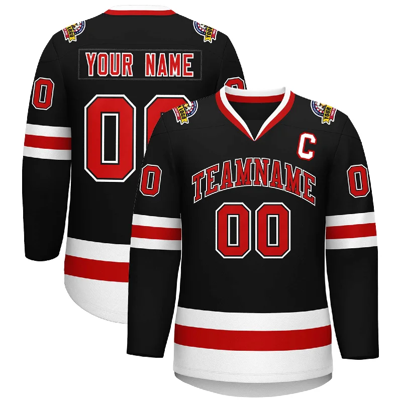 Custom Black Red Black-White Classic Style Hockey Jersey Stylish Men's Tropical 