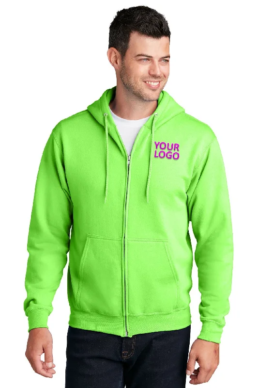 Port & Company Core Fleece Custom Zip Hoodies, Neon Green Bohemian Men's Free