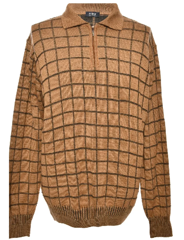 Patterned Brown Jumper - L Laid