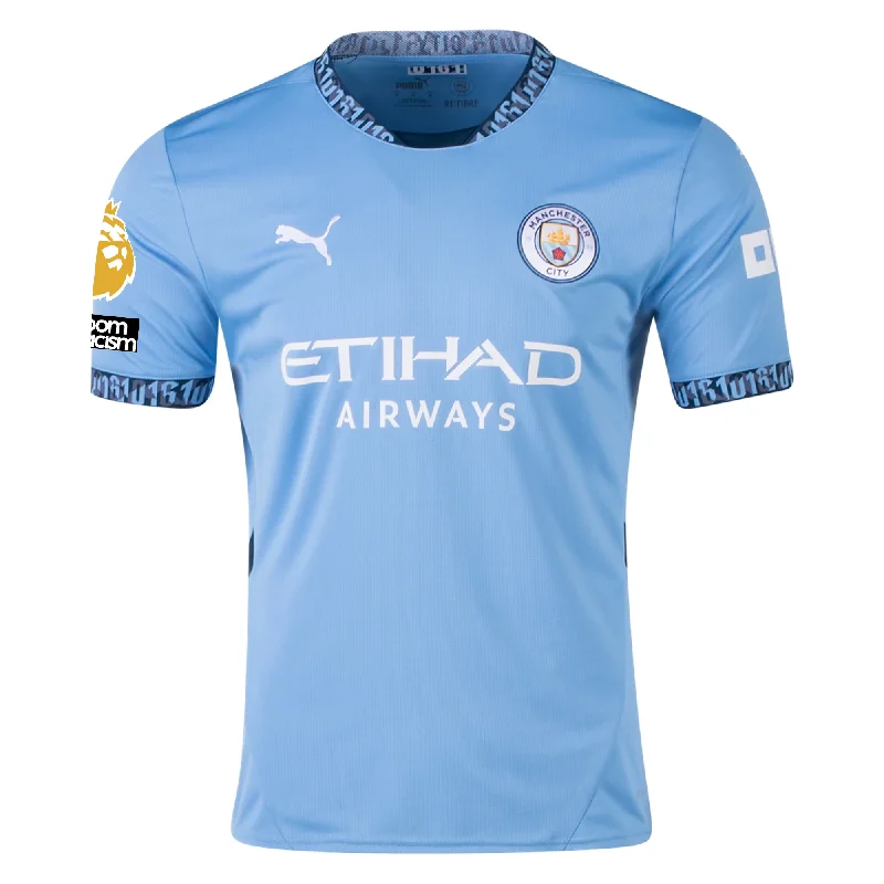 Puma Manchester City Home Jersey w/ EPL + No Room For Racism + Club World Cup Patches 24/25 (Team Light Blue/Marine Blue) Trendy Men's Oversized