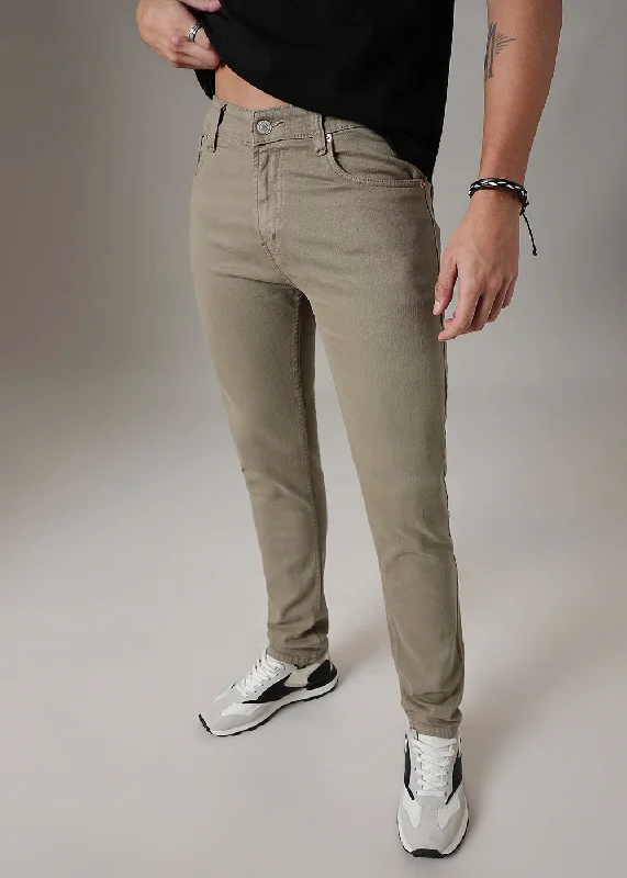 Olive Slim Fit Denim Practical Men's Quick