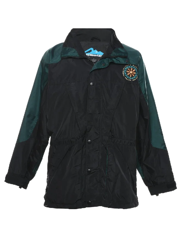 Black & Green Embroidered Nylon Jacket - S Laid